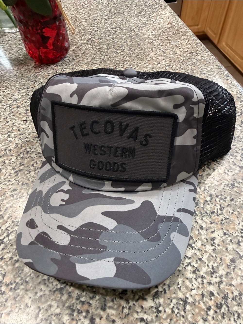 Tecovas Black and Gray Camo Trucker Hat